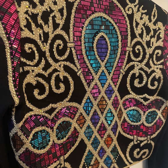 St John Evening by Marie Gray Bolero Jacket, Sequins, Tassels,  Paillettes - Picture 6 of 9